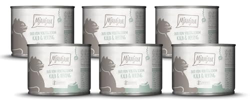 MjAMjAM - Premium Nassfutter für Katzen - DUO von vorzüglichem Kalb & Hering, 6er Pack (6x200g), getreidefrei