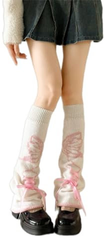 Scaldamuscoli da Donna in Gothic, Scaldamuscoli per Donne, Kawaii Y2K Legwarmer Inverno Stivali, Scaldamuscoli Bambina Svasati, Scaldamuscoli Gothic Lolita Accessori, Bianco