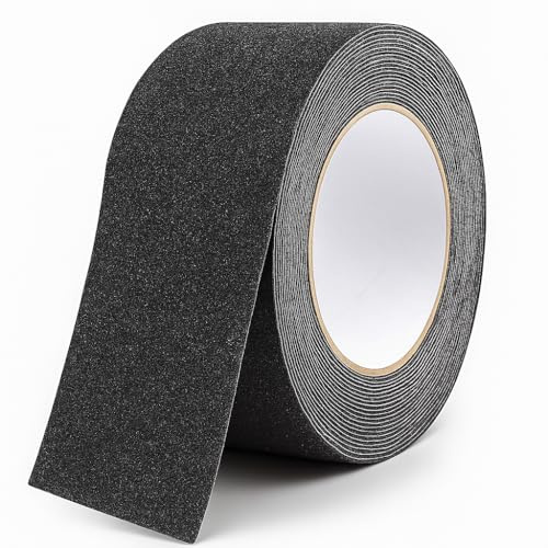 YFLeomry Antirutsch Klebeband, 5cm x 6m Antirutschband Selbstklebend, Schwarz Anti Rutsch Klebeband, Wasserfest Antirutschfolie Selbstklebend für Treppen, Stufen, für Drinnen und Draußen