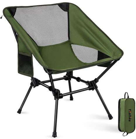 Thallike Campingstuhl Faltbar 150kg, Ultraleichter Tragbar Klappstuhl mit 2 Seitentaschen, Kompakter Angelstuhl Klappbar mit Tragetasche für Camping, Strand, Picknick, Outdoor und Wandern