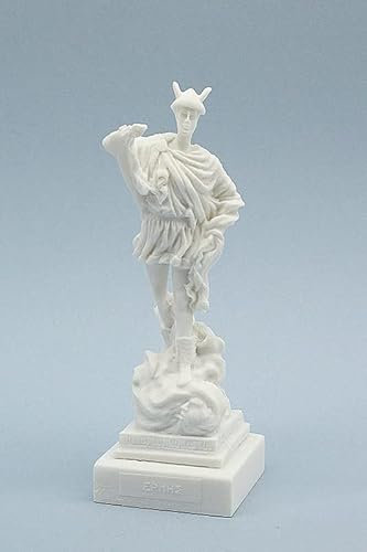 Griechischer Gott Ermis Alabaster Statue, klassische Skulptur, 16 cm, Weiß