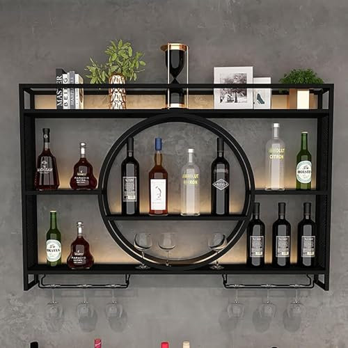 Porte-Bouteilles Muraux, Casier À Vin pour Bar, Etagere À Vin Mural, Étagères Polyvalentes en Métal, Étagère À Vin Suspendu, Etagere Murale Cuisine, Porte-Verre À Pied pour La