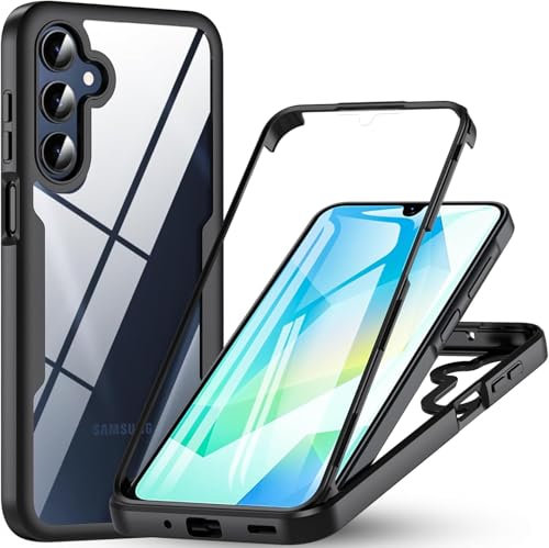 LIUKM Coque pour Samsung Galaxy A26 5G, Antichoc Housse avec Protège écran, de Téléphone 360 Protection Complet Portable Double Face Transparent Bumper Étui pour Samsung Galaxy A26 5G - Noir