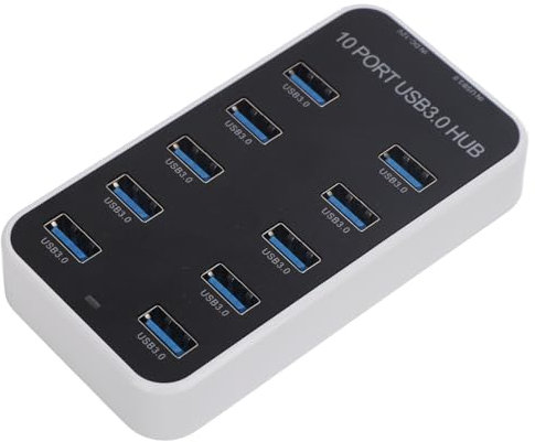 Ticfox 10 Ports USB 3.0-Hub, Hub-Station Hub, Schnelle Datenübertragung, Unterstützung von DC 12-24V Netzteil für Laptop, PC-Computer