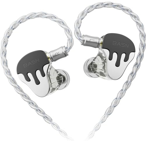 BASN BmasterX 6-Driver In Ear Monitor Headphones for Musicians, Black-White | Noise-Isolating HiFi IEMs with Detachable 4-Core OFC Silver-Plated Cable and Shockproof Case for Stage and Studio Use