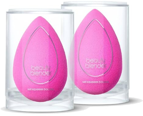 Beautyblender® Original Pink Beauty Blender Makeup Sponge, Super-Soft Foam Easily Blends Foundations, Powders & Creams, Made in USA, Reusable, Washable, Streak Free Application, 2 Pack