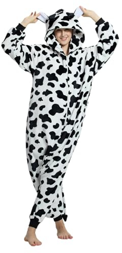 YLLSOPHAN Adult Men Women Animal Pattern Hooded Pyjamas Sleeping Wear Onesie Soft Flannel Extra Thickness Loose Fit Halloween Party Costume