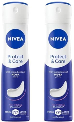 Nivea Protect & Care Deospray Antitranspirant 72h ohne Alkohol - nicht reizend, sanfte Pflege mit Duft von Nivea Creme, Herren Damen, 150 ml (2)