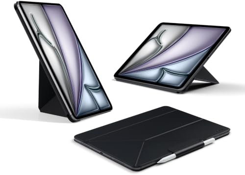 pitaka Hülle für iPad Air 11 M4/M3/M2 mit Stifthalter Folio 3 Schwarz | Hülle für iPad Air 11 2026–2024 mit Stifthalter aus PU Leder 5-Wege Magnetständer für Studium & Zeichnen