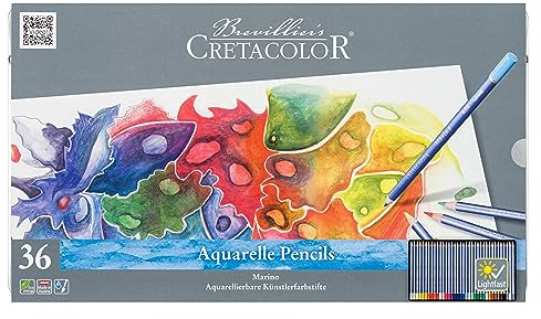 CRETACOLOR Marino Watercolour Artist's Pencils, Super Lightfast, 36 Colours