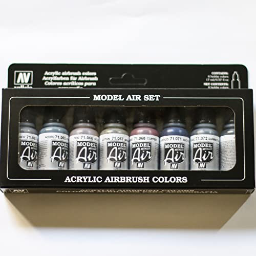 Vallejo Modell Air Set von Metallic-Acrylfarben für Air-Brush (8 Stück), 17 ml (8er Pack)