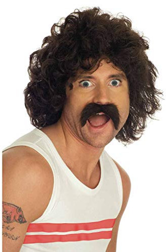 Fun Shack Perücke Braun Herren, Vokuhila Perücke Herren Braun, 70er Jahre Perücke Herren, Locken Perücke Herren, Perücken Herren Fasching, Fasching Perücke Männer, 80er Kostüm