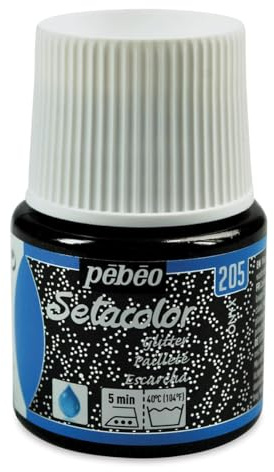 Pebeo Light Fabrics Glitter Setacolor Fabric Paint, 45ml, Onyx