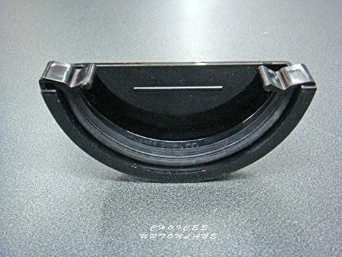 Black Half Round 112MM GUTTERING Fitting(S) (Internal/External) Stop END(S) (External (with Clip))