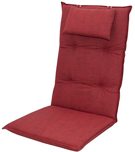 Doppler 8 cm Luxus Hochlehner Auflage mit Kopfkissen 6998, rot strukturiert