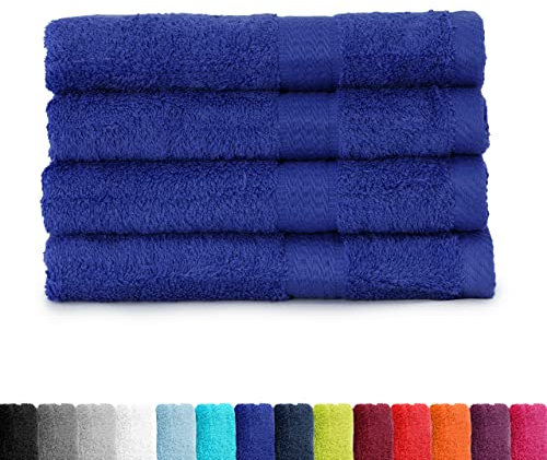 BaSaTex - Handtuch Set für Haushalt & Gäste 4er Pack - Frottee-Handtücher mit Aufhängeschlaufe aus weicher Baumwolle in 50x100cm- Waschtücher für Bad Öko-Tex Made in Green - Royal