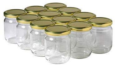 12 Pots Verre 250g (216ml) avec Couvercle to 63 Miel Confiture