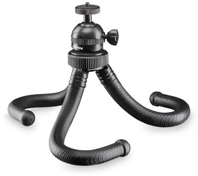 Mantona Gibbo Mini trépied 3 pieds pour appareil photo, smartphone, iPhone, caméra d'actioncaméscope, avec smartphone et support GoPro, hauteur 8-28 cm, avec rotule, support pour smartphone et