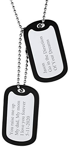 ChainsHouse Cadena Militar Acero Inoxidable con Protector, Dos Chapas Militares Grabadas Color Platino