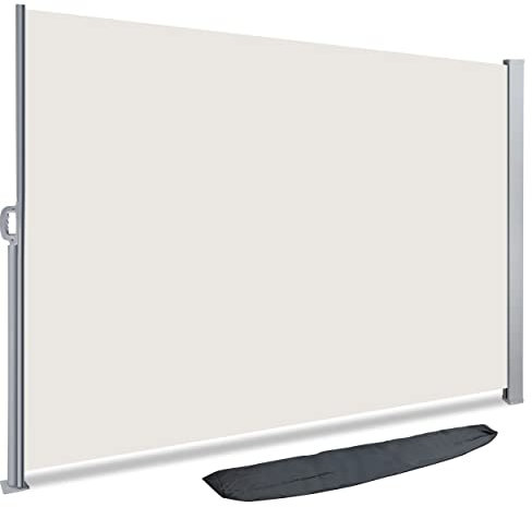 VOUNOT Seitenmarkise Ausziehbar für Balkon, Garten und Terrasse, Sichtschutz, Windschutz, Wasserdicht, Sonnenschutz, 160 x 300 cm, Beige