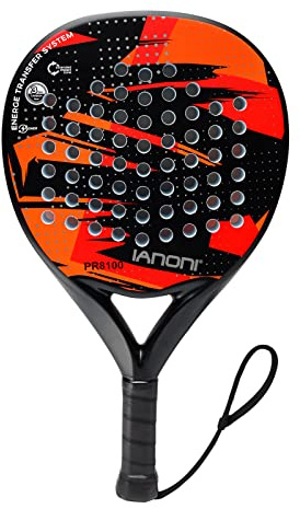 Padel Racket Carbon Fiber Surface with EVA Memory Flex Foam Core Padel Tennis Racquets Lightweight (red)