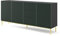 BIM Furniture Kommode Ravenna A 3D3S 200 cm gefräst MDF, Sideboard Highboard Schrank, 3 Türen, 3 Schubladen (Schwarz Matt/Dunkel Grün)