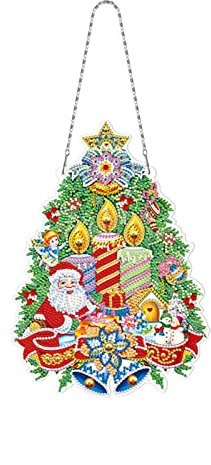 Sarah Duke 5D DIY Diamond Painting Kranz mit LED Lichter Fensterbilder Weihnachtsdeko Weihnachtskranz Türkranz Diamant Malerei Fensterhänger Weihnachtendeko