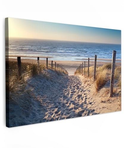 MuchoWow© Wandbilder Groß 120x80 cm XXL Schlafzimmer Home Deko Wohnung Bild Wohnzimmer Fotoleinwand Wand Bilder Leinwand Wall Decor Strand und Meer - Düne - Sonne - Maritime