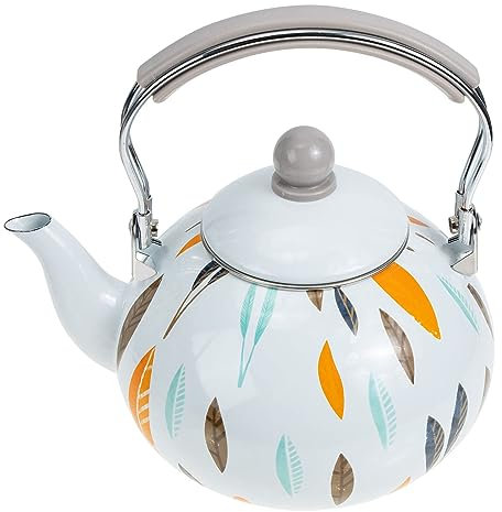 JTBDWOSK Wasserkessel 3L Emaille Gasherd Vintage Wassertopf Teekessel Teekocher Retro Wasserkocher Kaffeekanne Wasserkrug für Induktionsherd Emaille,Weiß