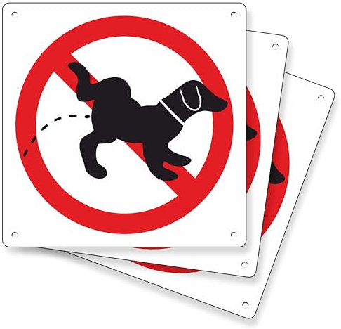 Pubblimania 3 señales de prohibición de orinar para perros y animales | Cartel de aluminio para exterior e interior, grosor 3 mm (3 prohibición de orinar perros)