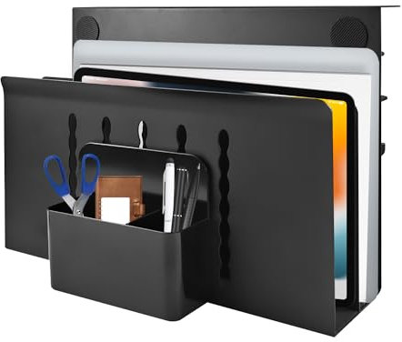 JCRWXP 11.8In*7.8In*4.72In Wandhalterung Laptop, Seitlich Hängend Laptop Halterung, Magnetischer Stifthalter Laptop Ständer Vertikal, Hochwertiger Kohlenstoffstahl Laptop Wandhalterung