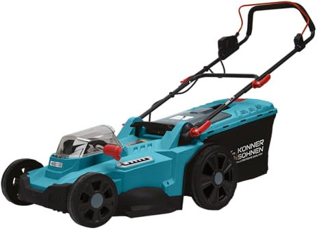 Cortacésped de baterías KS 43LM-40V, Voltaje 40 V, Velocidad de ralentí 3300 RPM, Ancho de Trabajo 430 mm, Altura de Corte 25–75 mm, 6 Posiciones, depósito para Hierba 50 l, función Mulching