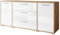 MINIO go for it - Kommode mit Schubladen 150 cm Breit TOGA I Sideboard für Wohnzimmer Schlafzimmer Flur I Moderne Komodenschrank I Kommode Weiss Hochglanz/Wotan Eiche