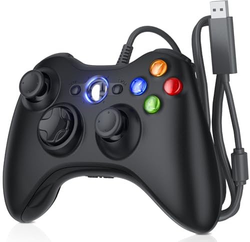 TURPOW Controller for Xbox 360 Console, USB Gaming PC Gamepad, Upgraded Design Ergonomic Cable for X-box 360 Slim and PC