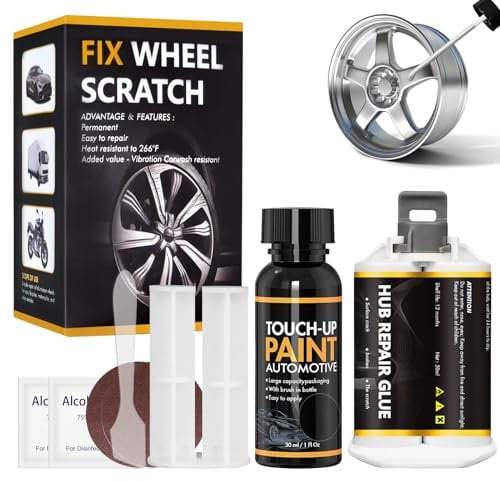 WEILAOK Reparation Jante, Kit Reparation Jantes Aluminium, Stylo Retouche Jante Alu, Kit de Réparation de Rayures de Roue en Alliage pour Réparer les Rayures, les Bosses en Alliage, Argent