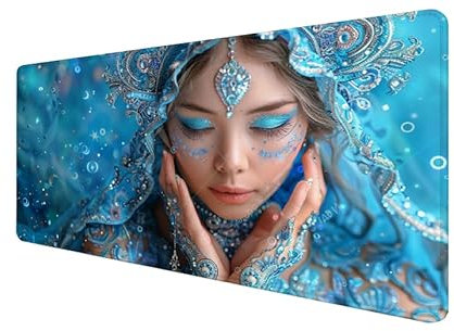 Mouse Pad Blue Large Mouse Mat 600x300x3mm Woman Gaming Mouse Pad,Computer Keyboard Desk Pad,With Anti-Slip Rubber Base,Comfortable Waterproof Soft Cloth,Wear Resistant,for Office,Girl Gift yx-500