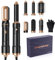 Airbrush Air Styler Set with Auto Curling Wands, 6 in 1 Hair Dryer Brush with Curl Straighten Volumise, Smooth, Styling Tools Hair Styler Brushes for Styling Hair Curler Hairbrushes,Black