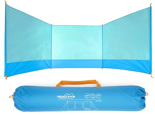 GEEZY Blue Windbreak with Accessories – Fiberglass Poles, High-Visibility Guy Lines, Travel Bag – Wind & Sun Protection for Camping, Beach, Tents, Caravans, Gardens – Camping & Beach Essential