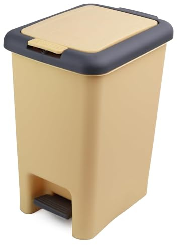 PRADICHI 7L Pedal Trash Can with Lid & Inner Liner – Plastic Waste Bin for Kitchen, Bathroom, Office & Bedroom – Soft-Close Garbage Bin (18.5L x 24.5W x 30H cm) (Yellow)