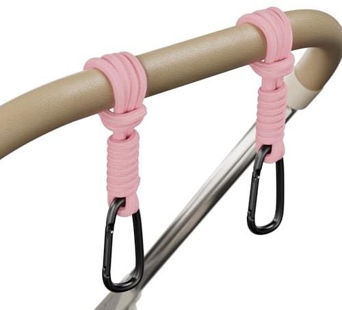 iBestgol Kinderwagen Haken, Universal Kinderwagenhaken für Taschen, Kinderwagen Taschen Halterung, Rosa 2pc