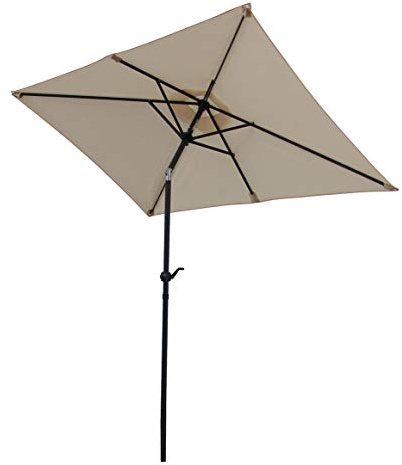 Gardissimo Sonnenschirm New-Sunny 210x140 cm Natur Rechteckig | UV Schutz 50+, Mit Kurbel, Knickbar, Kurbelschirm, Marktschirm