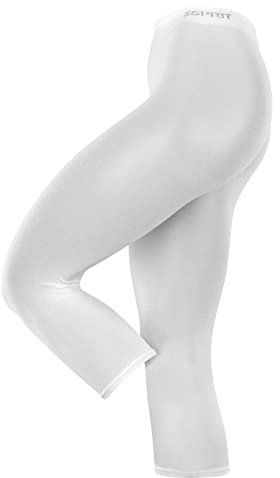ESPRIT Cotton Capri W Le opaques unis 1 paire, Leggings Femme, Blanc White 2000, 44-46