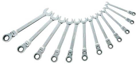 SAM Outillage 50-CTJ12Z Jeu de 12 clés mixtes à cliquet articulées de 8 à 19 mm + 1 polo