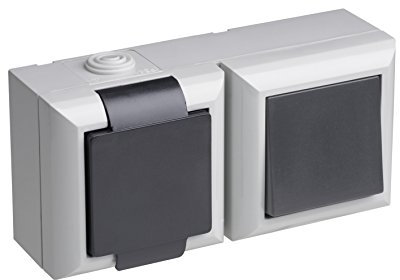 Meister Steckdose / Wechselschalter, Aufputz, waagerecht, IP54, Delta, 7417040, Grau