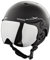 BLACK CREVICE Erwachsenen Skihelm im Pilotenstyle mit zusätzlichem orangem Wechselvisier, Matt Black/White