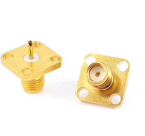 sourcing map 2 Stück SMA Buchse 4 Loch Plattenmontage Klinke Lötanschluss Adapter