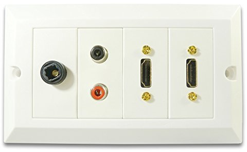 C4A® HDMI Wall Plate with Digital Optical Audio/Phono Audio/Easy Connect Faceplate/White