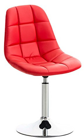 CLP Lounger Emil mit Kunstlederbezug, Esszimmerstuhl mit gestepptem Sitz, Drehstuhl mit Trompetenfuß in Chromoptik, Farbe:rot