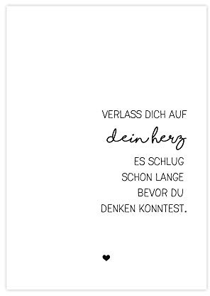 Verlass dich auf dein Herz - Kunstdruck auf wunderbarem Hahnemühle Papier DIN A4 -ohne Rahmen- schwarz-weißes Bild Poster zur Deko im Büro/Wohnung/als Geschenk Mitbringsel zum Geburtstag etc.
