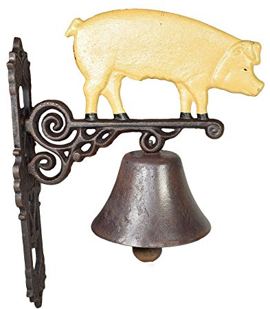 AB Tools Pig Bell Farm Cast Iron Sign Plaque Door Wall Fence Gate House Garage Porch